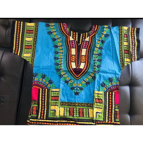 Brand New Blue African Print Shirt size L - Picture 2 of 2
